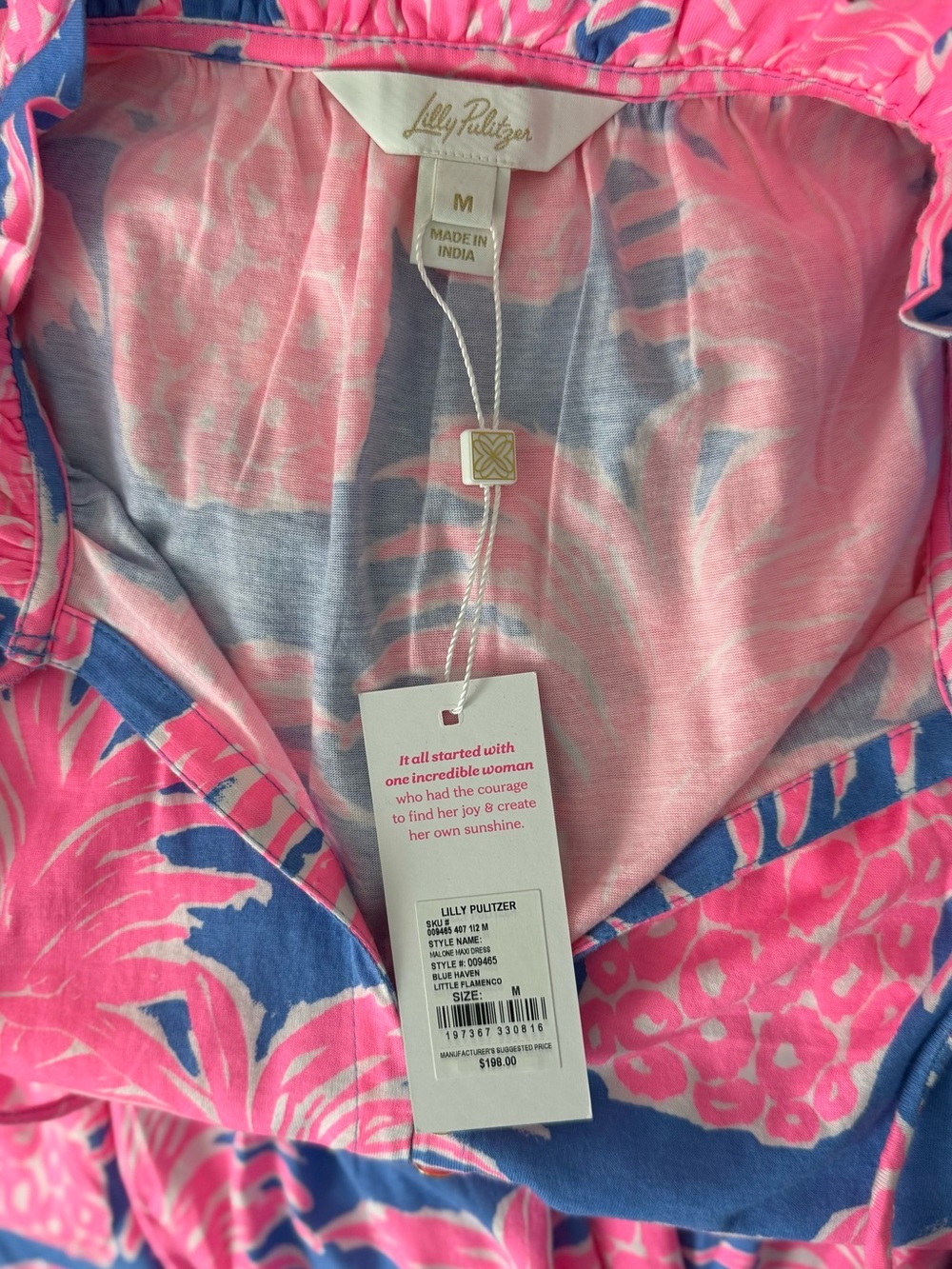 NWT size M Lilly Pulitzer bright pink and periwinkle pineapple print maxi dress - Picture 3 of 6